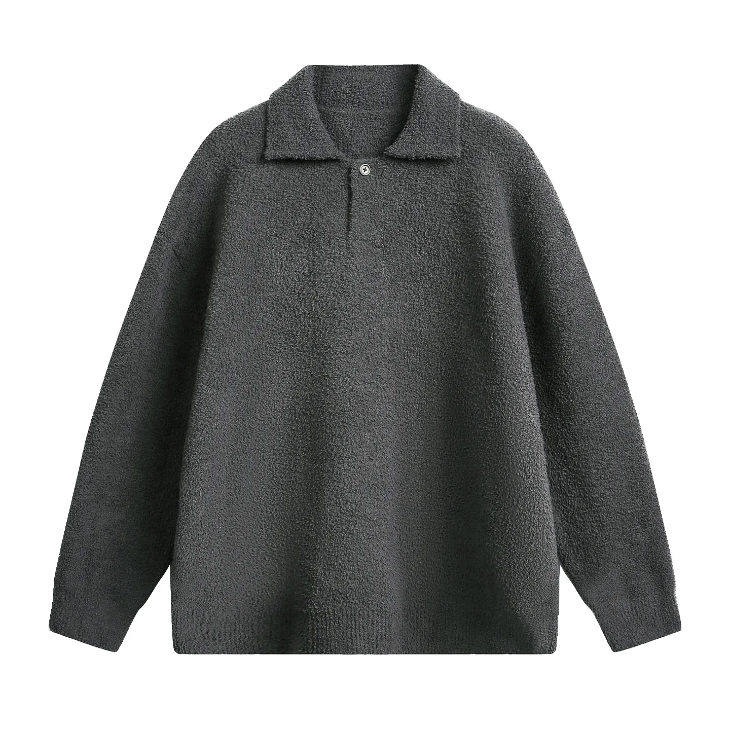 アメリカンレトロカモメ襟セーター メンズ 秋冬新作 厚手 暖かい ハーフフリースニットプルオーバー ルーズフィット アウター