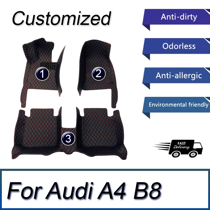 Custom Automotive Car Floor Mats For Audi A4 B8 2010 2011 2012 2013 2014 Auto Luxury Leather Men Women Car Mats Full Coverage