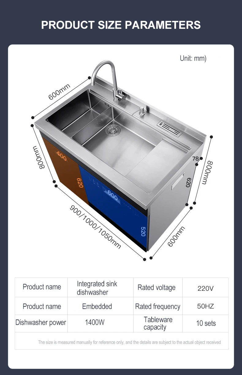 Integrated Sink Dishwasher Fully Automatic Large-capacity Multi-functional Sink Dishwasher Powerful Kitchen Cleaning Household