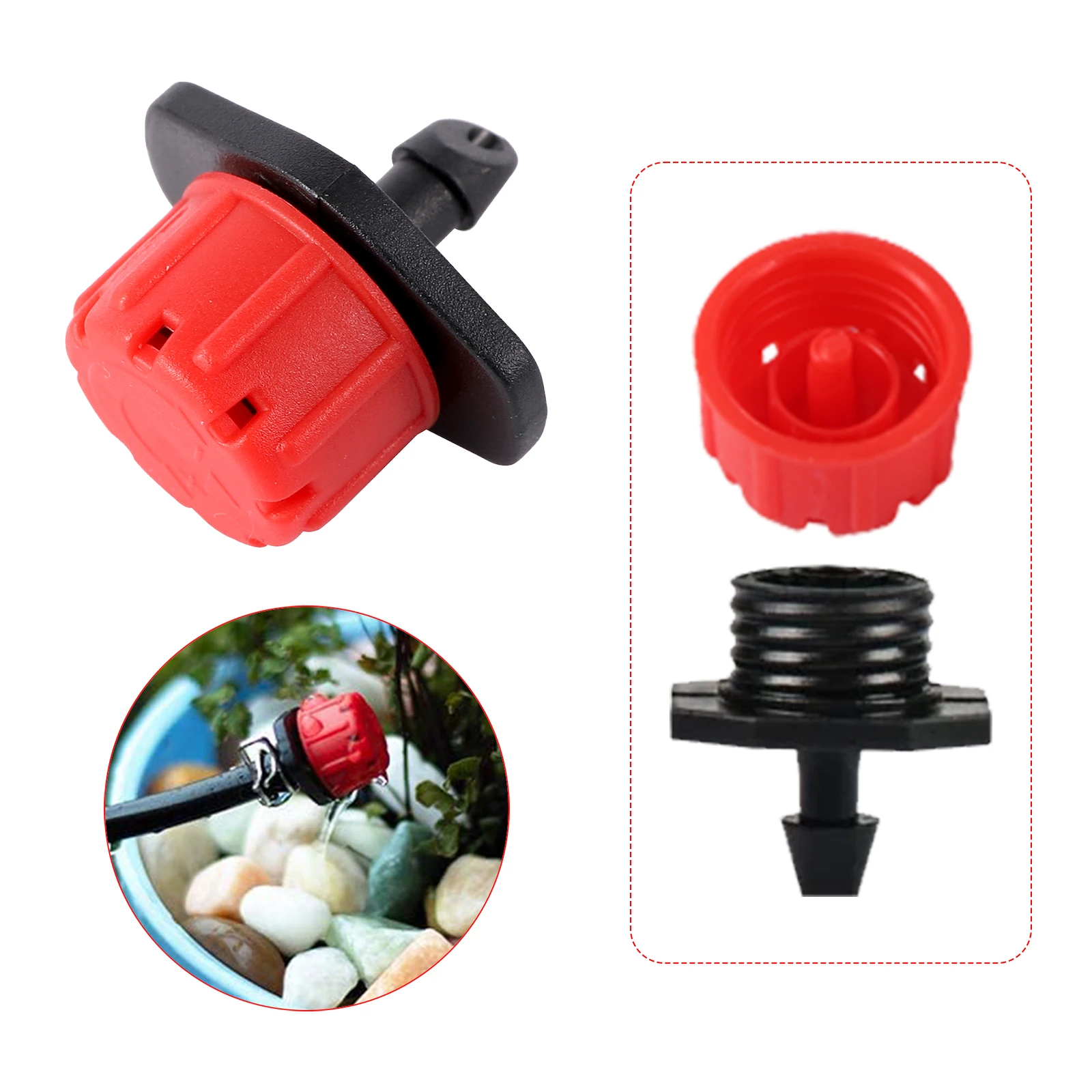 50/100 pçs gotejador sprinklers irrigação ajustável conta-gotas jardim flowerbed estufa micro gotejamento rega emissor para 1/4 "mangueira