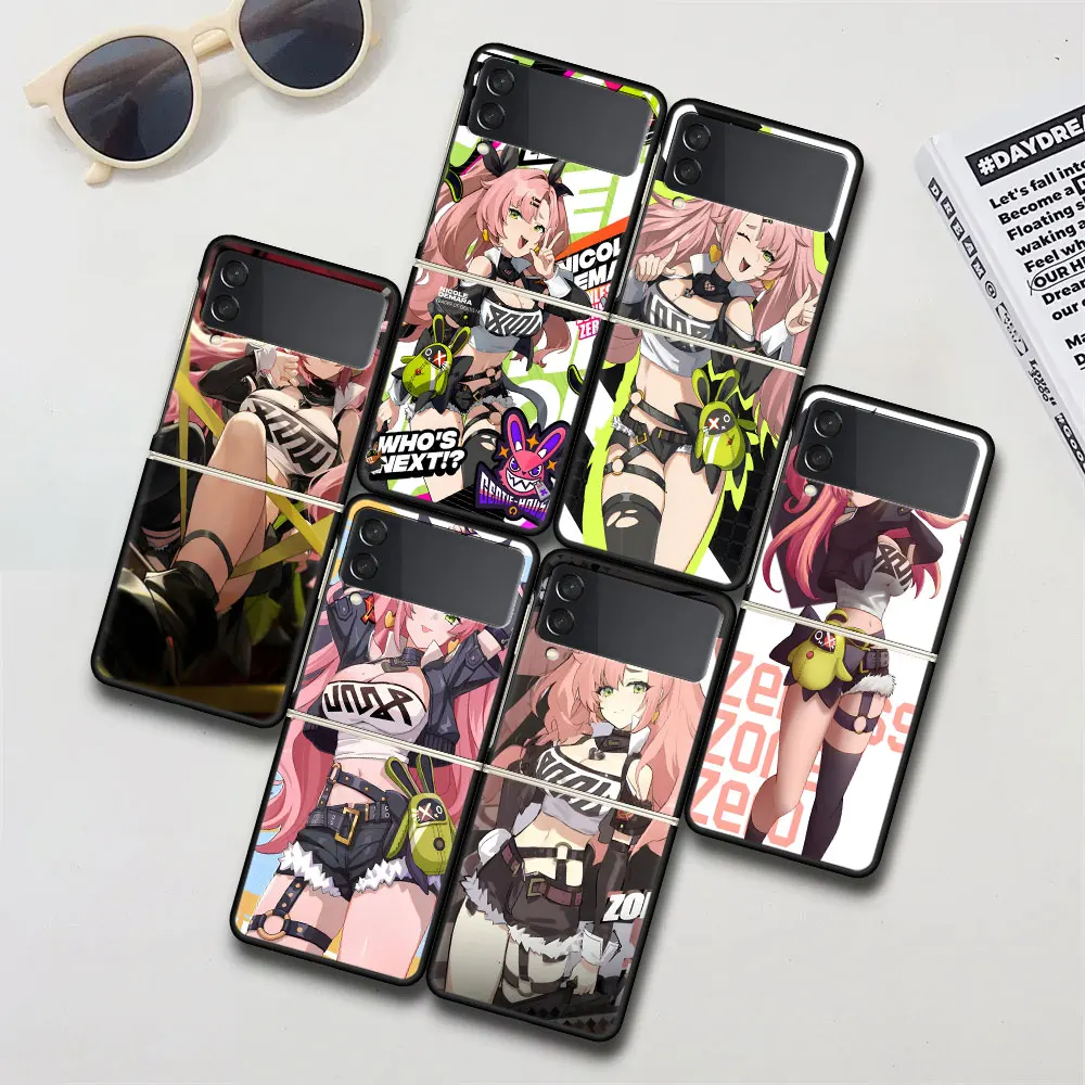 Nicole Demara Zenless Zone Zero Case for Samsung Galaxy Z Flip 4 3 5G Hard Black Phone Cover Zflip4 Zflip3 PC Cases Flip4 Flip3