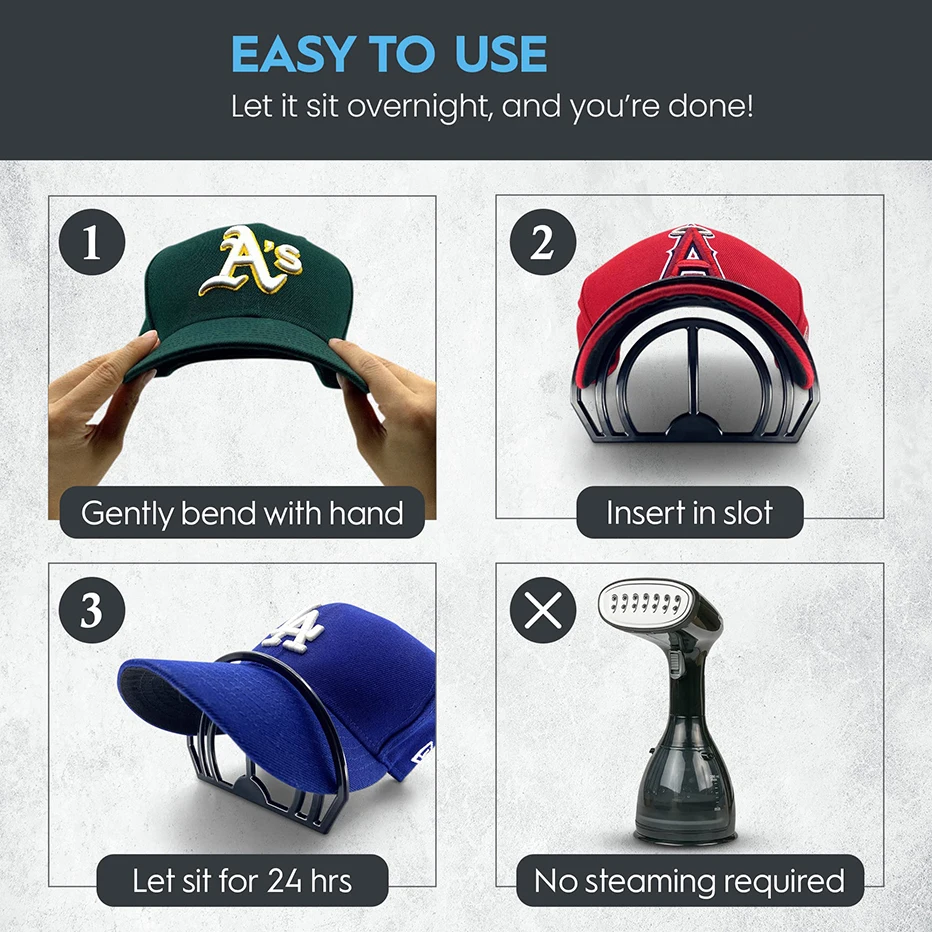 Hat Brim Bender 2 Curve Options No Steaming Required Baseball Cap Hat Edges Curving Band Accessories for Perfect Brim Curves