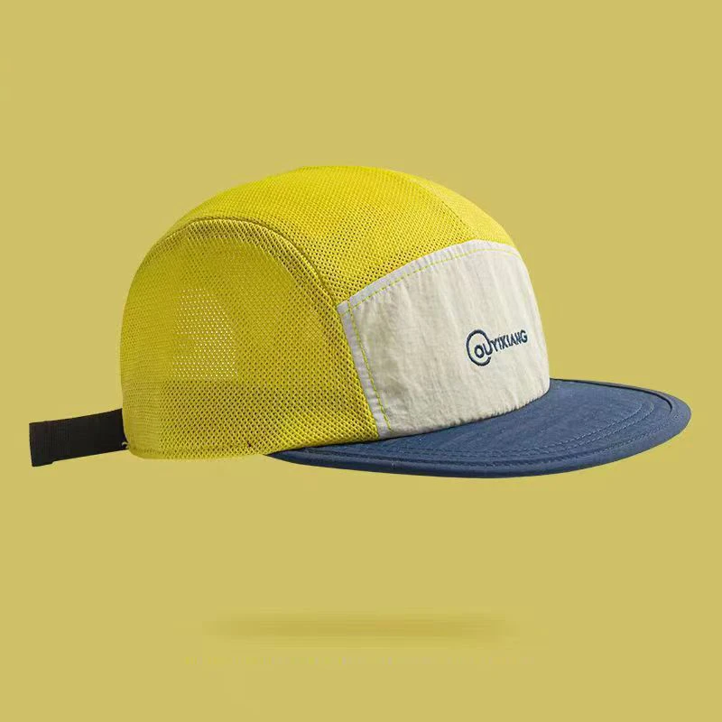 Fashion 3-Color Breathable Mesh Patchwork Sweatshirt with Quick-Drying Embroidered Letters and Flat Brim, Cool Baseball Cap