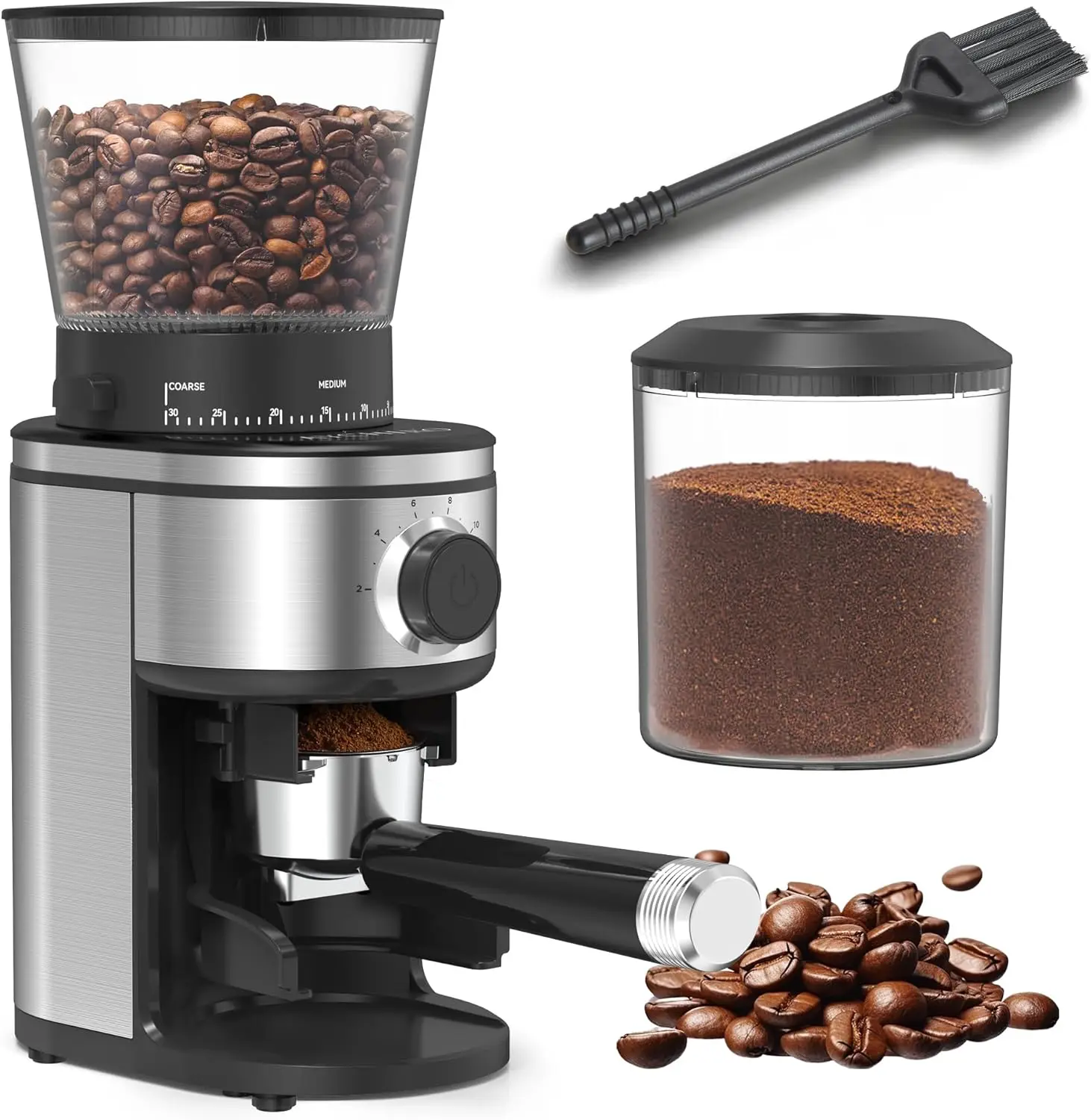 

Electric Conical Burr Coffee Grinder with 30 Settings for 2-12 Cups, Adjustable Mill for Home Use