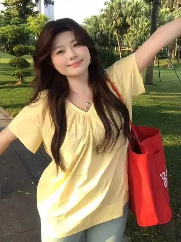 

Slimming plus Size ort Sve irt Pleated Design Loose Fit Summer New Sle Korean Version Casual Wear for plus Size Women