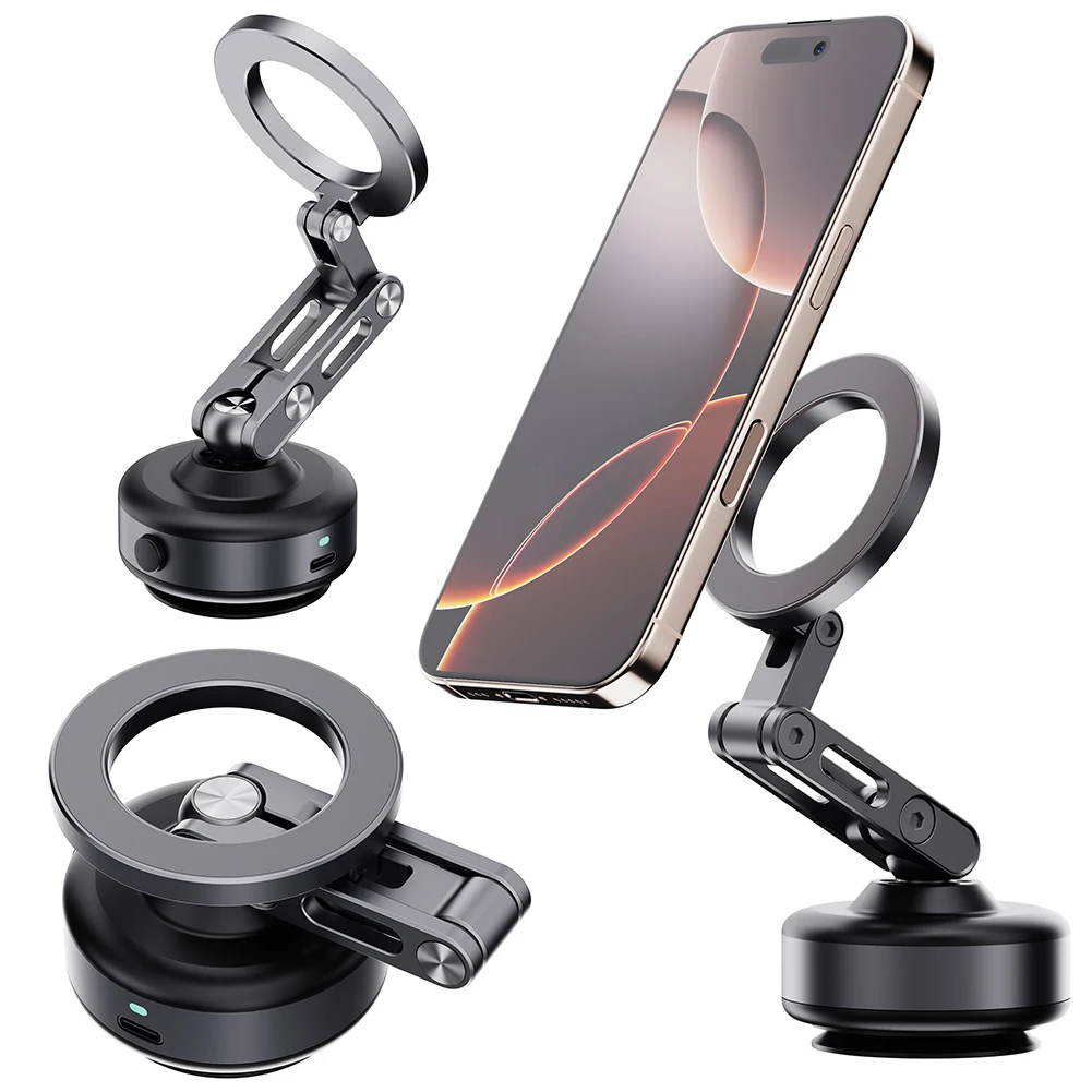 

Магнитный держатель для автомобиля Magsafe 360° ° Вращающаяся складная электрическая вакуумная подставка-держатель для iPhone 16/15/14/13/12 Plus Pro Max Mini
