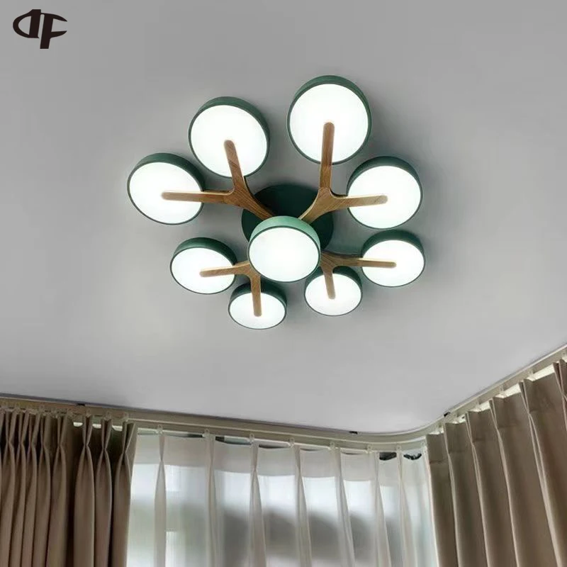 New Pendant Lamp Solid Wood Led Ceiling Chandelier For Living Room Bedroom Light Villa Restaurant Indoor Lighting Chandelier