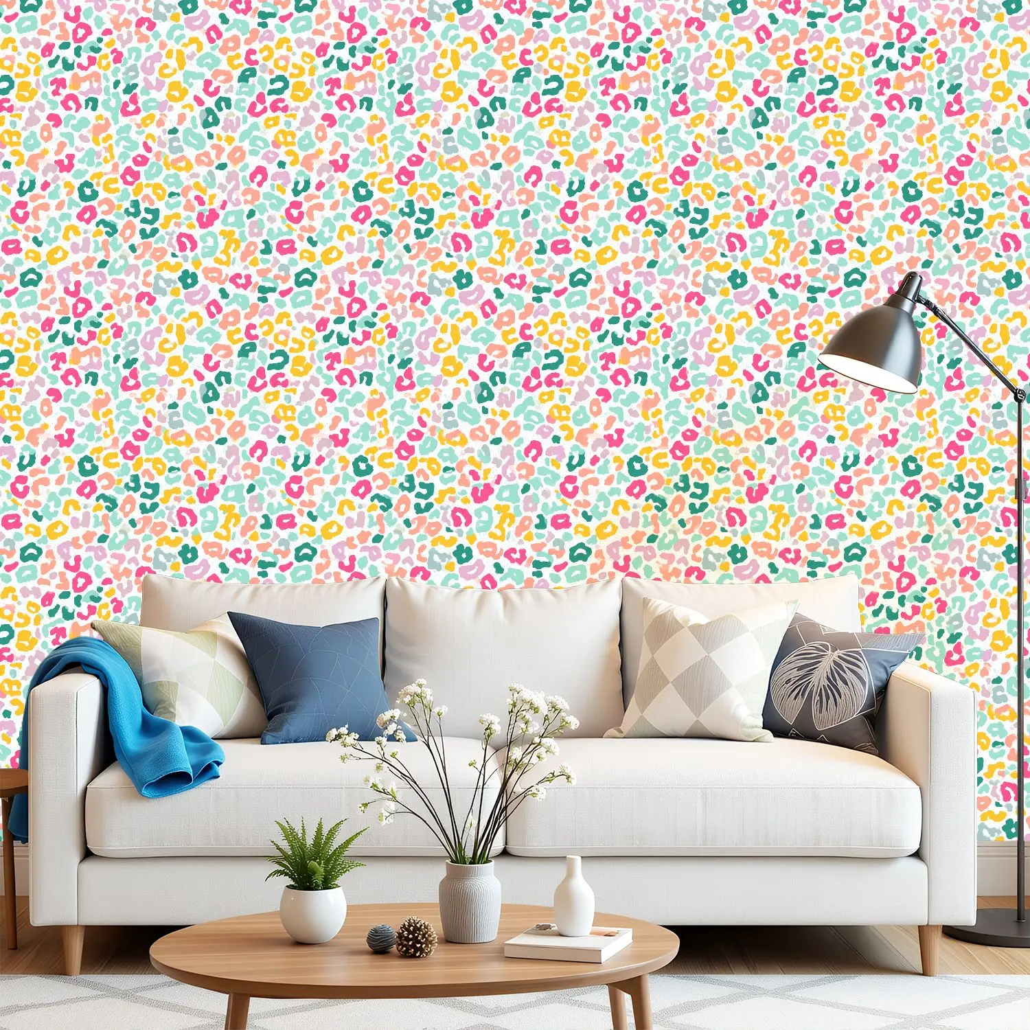 

Красочные леопардовые пастельные обои 22,83 "X 118" водонепроницаемые обои для гостиной/спальни/ванной комнаты ПВХ стикер на стену