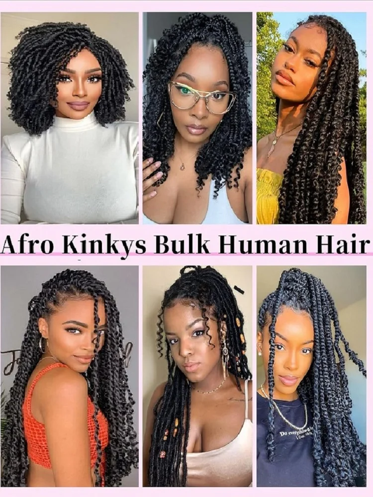 30gram Afro Kinky Curly Bulk Human Hair For Braid Twists Curly Hair Extension Create Dreadlocks