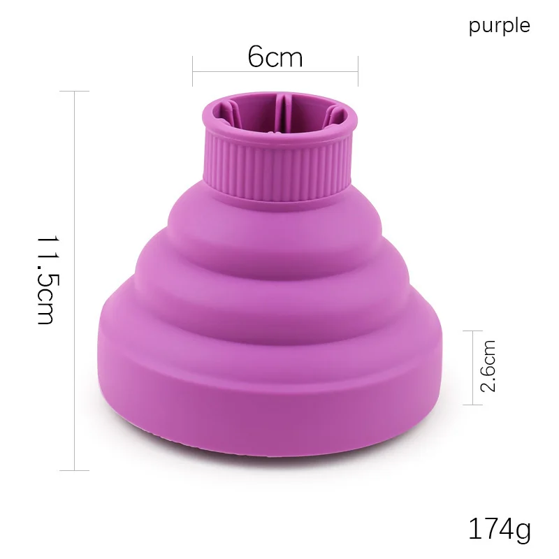 Difusor de silicona para secador de pelo, plegable y resistente al calor, accesorio de peinado para cabello rizado, compatible con pelucas de cabello real, 1 unidad
