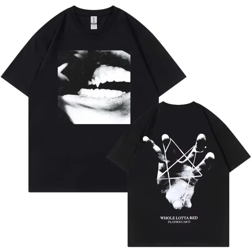 Camisetas del álbum Whole Lotta Red del rapero Playboi Carti, camisetas vintage de moda hip hop para hombre y mujer, camisetas casuales sueltas de algodón.