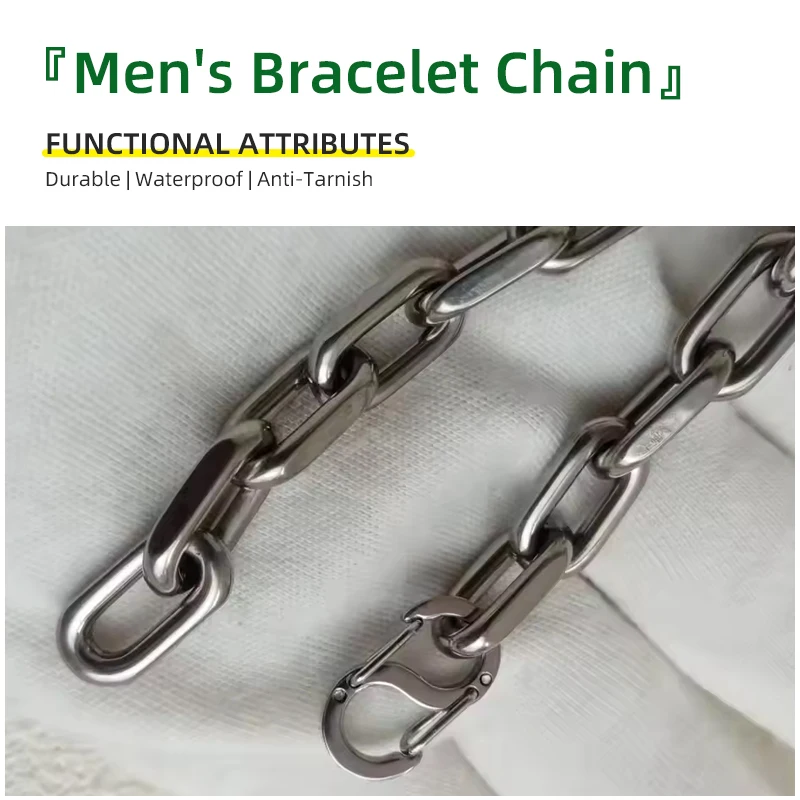 Men's 8mm Square Pure Titanium Cuban Bracelet with S-Clasp - Hip-Hop Style, European & American Trendy Cool, Colorfast