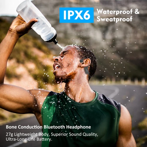 Imagen 2 del producto PARAMITA-auriculares inalámbricos con Bluetooth de conducción ósea Real, cascos impermeables IPX6 con micrófono para entrenamientos, conducción y deportes