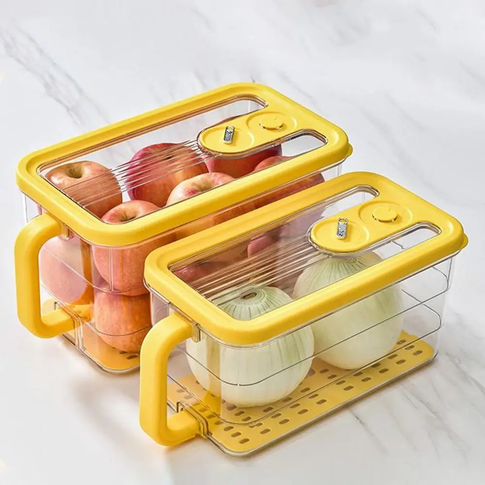 Plastic Refrigerator Storage Box Large Capacity Stackable Fruit Vegetable Crisper Sealed with Lid Food Storage Container Kitchen