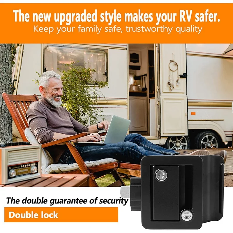 RV Travel Trailer Entry Door Lock,Camper Door Latch With Paddle Deadbolt, RV Handle For Cargo Hauler Horse Trailer Truck