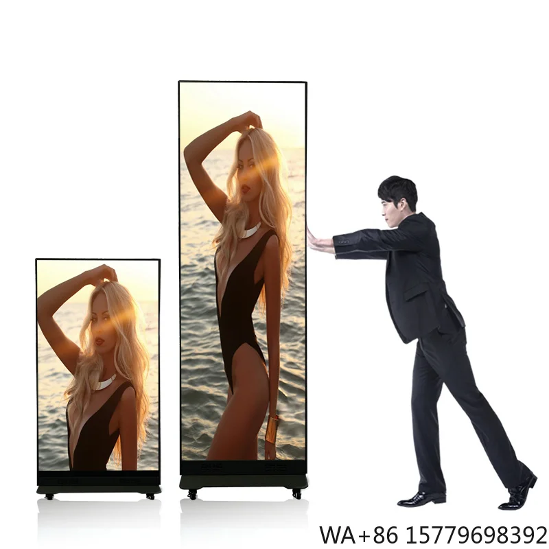 P2.5 Foldable Full Color LED Poster Display Indoor Ultra Thin Portable Digital Advertising Screen Education Retail
