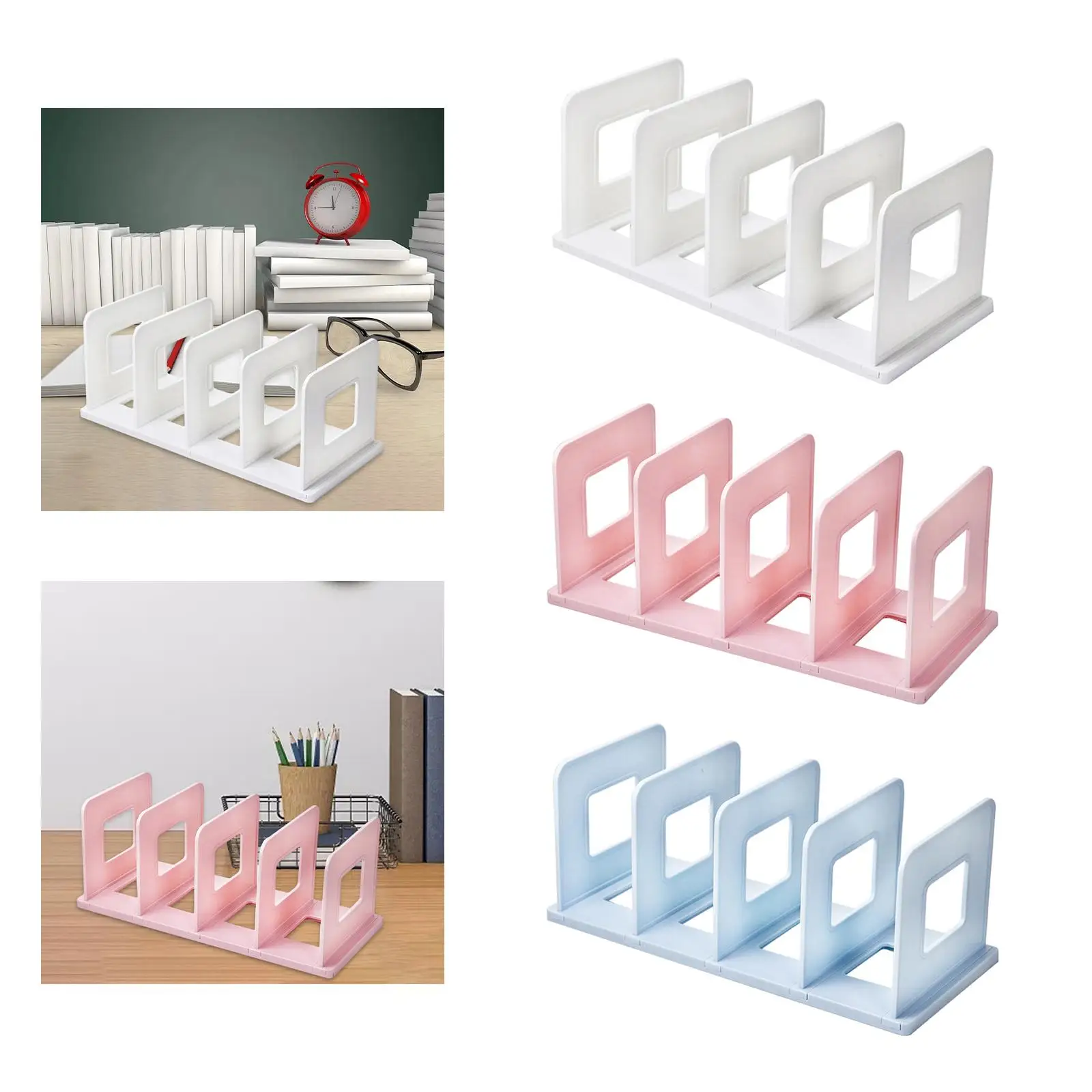 Desktop Book Organizer Bookshelf Book Ends for Home Office File Organizer