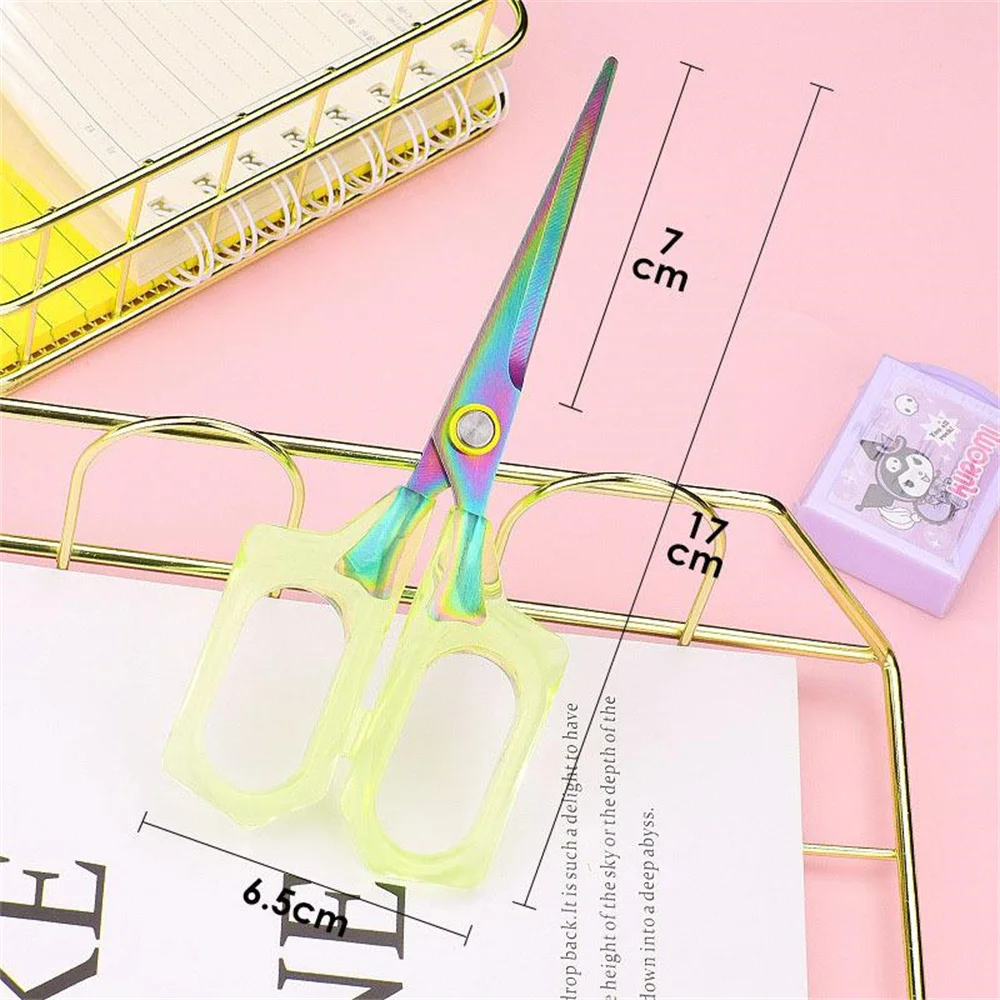 1 PC Aesthetic Office Supplies Craft Scissors, Transparency Adult Scissors for Office School and Home Tape, Paper Cutting