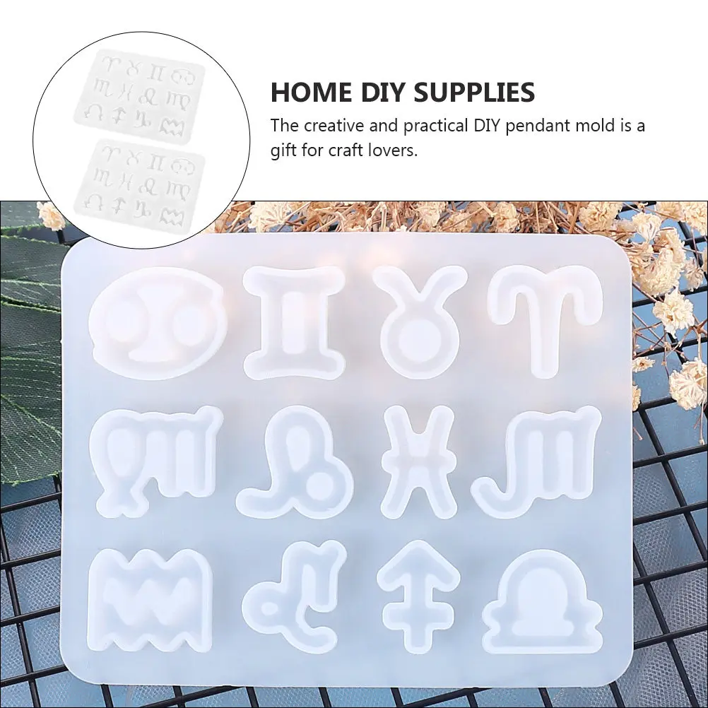 

2Pcs Creative Silicone Constellation Pendant Mold Twelve DIY Keychain Casting Jewelry Craft Supplies Home Made