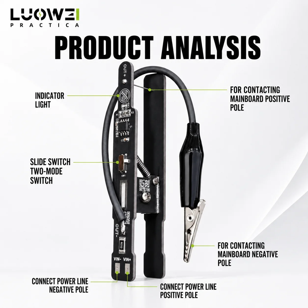 LUOWEI LW-W8 Universal Switch Clip No Solder Power On Test for Motherboard Startup Current Measurement with Stable Conductivity