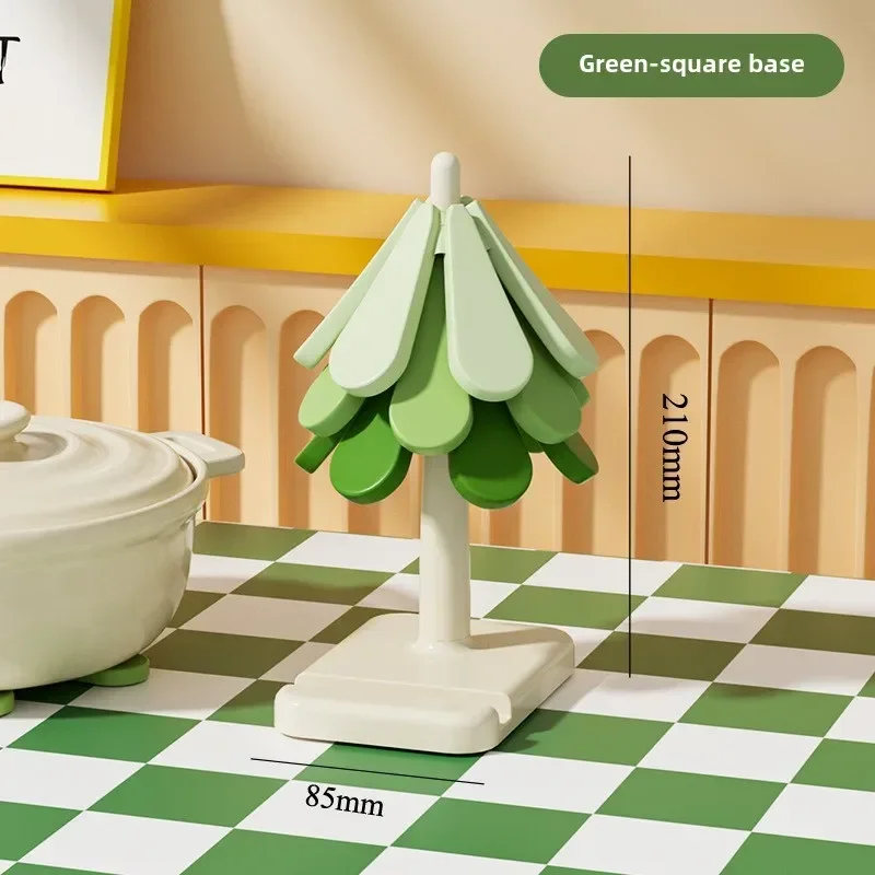 Silicone Mat Dishes Tree Design Stand Insulation Pad Set Coaster for Teapot Hot Pots Christmas Placemats Dining Table Gift