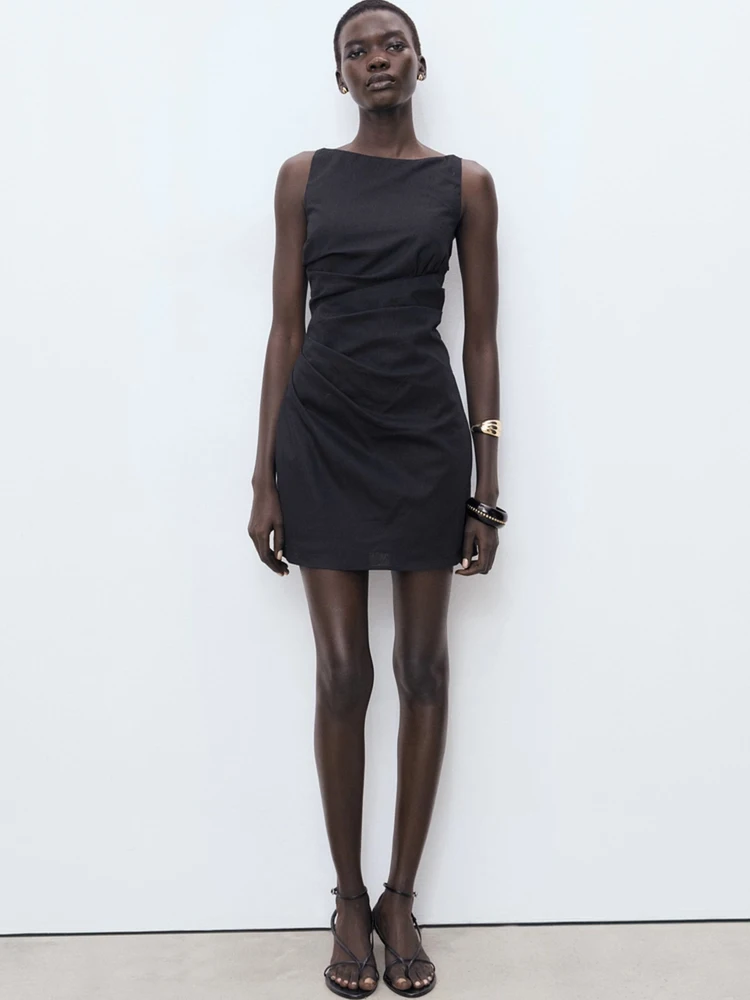 

Fall 2025 New Women's Faion Slim Fit ort Hybrid Svel Waist Pleated Dr Ele Sle Ladies' Dr