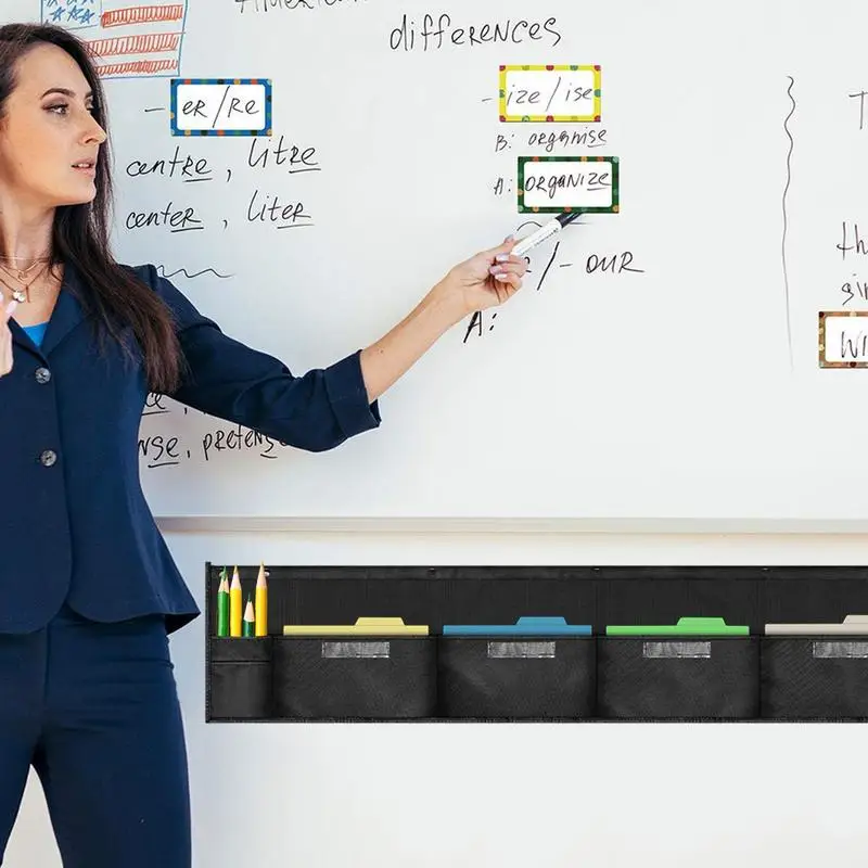 Wall File Holder Wall File Organizer 4 Pockets Space Saver Large Capacity Storage Rack For Scrapbook Paper Office Classroom