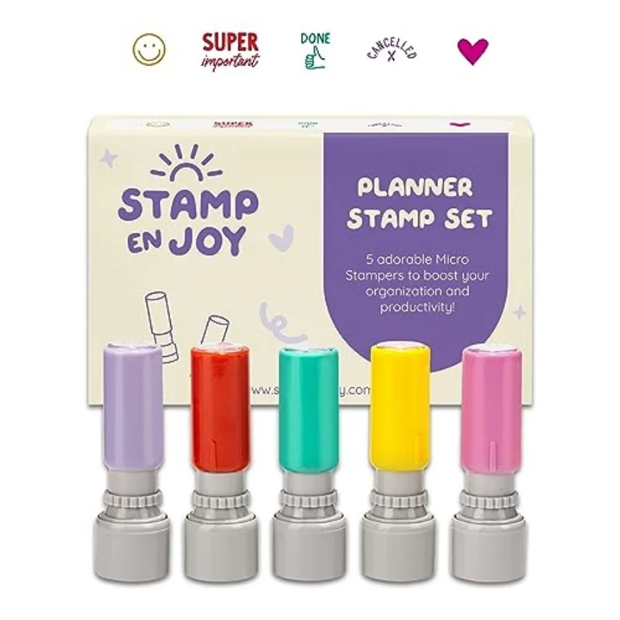 5 Self-Ink Flash Stamp Set, Multicolor Teacher Stamps for Classroom, Pre-Inked, Refillable