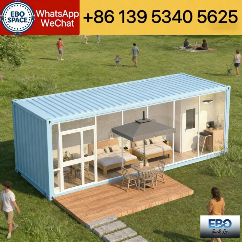 Premium outdoor 40ft foldable expandable prefab container villa waterproof durable construction kitchen bathroom included