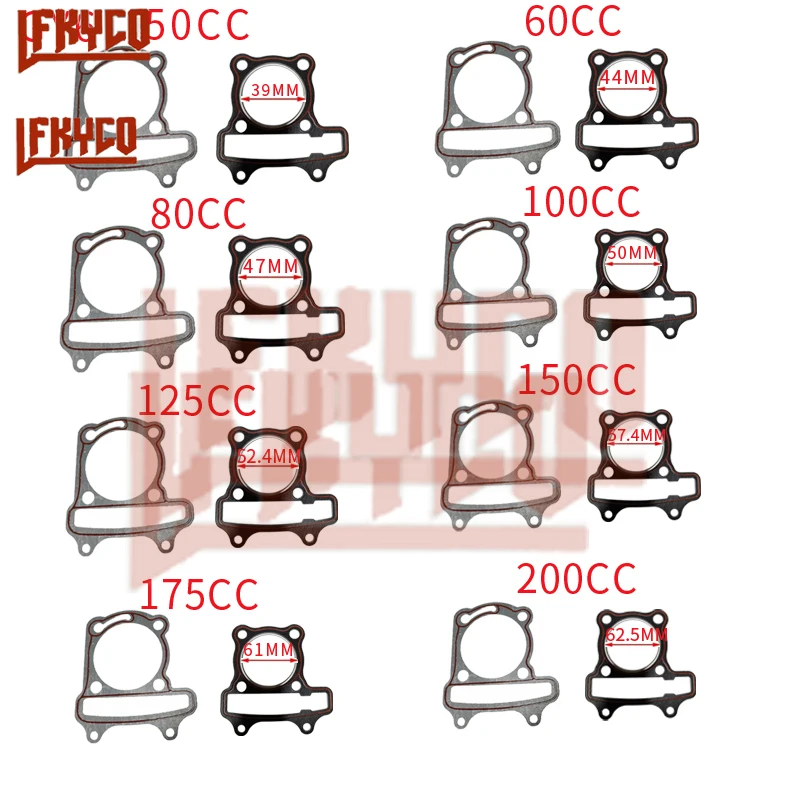 Motorcycle for GY6 CG200 125CC 200CC 50CC 60CC 80CC 100CC Pit Bike Cylinder Head Gasket Kit Set Moped Scooter Equipments Parts