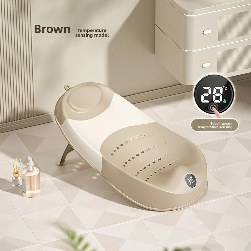 Foldable Baby Bath Tub | Smart Temperature Sensing | Soft Non-Slip Mesh | Elevated Comfort for Infants