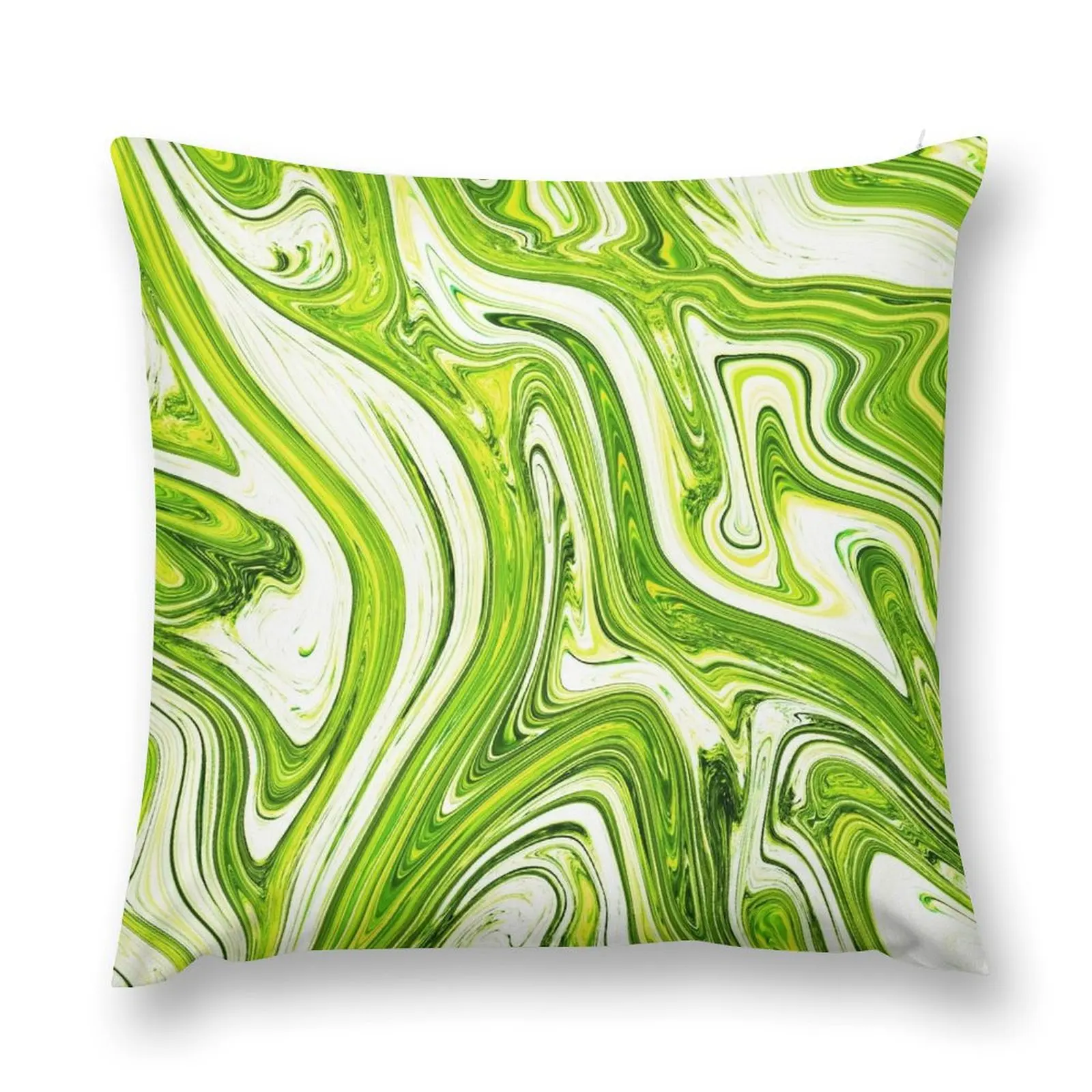 

Lime Green & white Abstract Fluid Throw Pillow Pillow Covers Decorative Sofa Cushion Cover anime girl bed pillows pillow