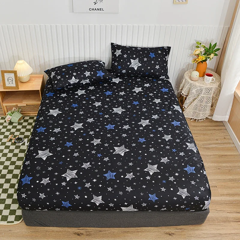 Super Soft Brushed Polyester Bed Fitted Sheet - Modern Galaxy Print, Hypoallergenic, Cozy, Drift to Sleep Under the Stars