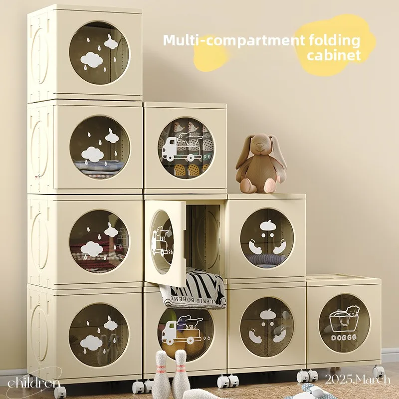 

Ящик для хранения, бытовой многослойный складной шкафчик большой емкости, съемный простой пыленепроницаемый ящик для хранения игрушек