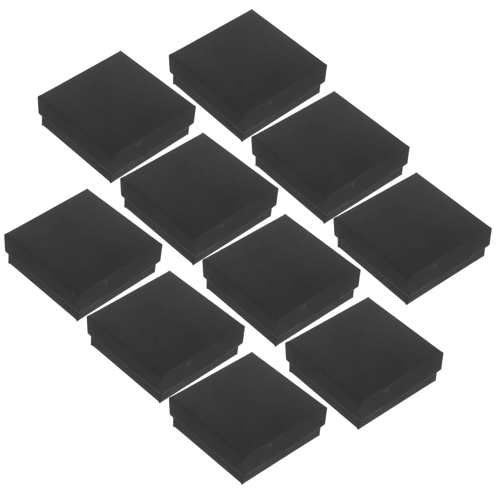 

10Pcs Compact Jewelry Gift Box Black Finish with Cushioned Interior for Ring Necklace Earring Protection Storage