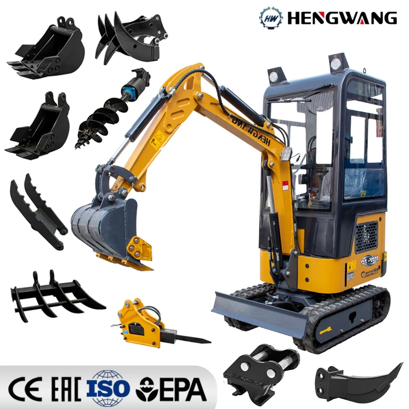 

Crawler Mini Excavator CE/EPA Certificate China 1 ton Excavator Tractor Diesel Hydraulic Mini Bagger for Home Farm Custom