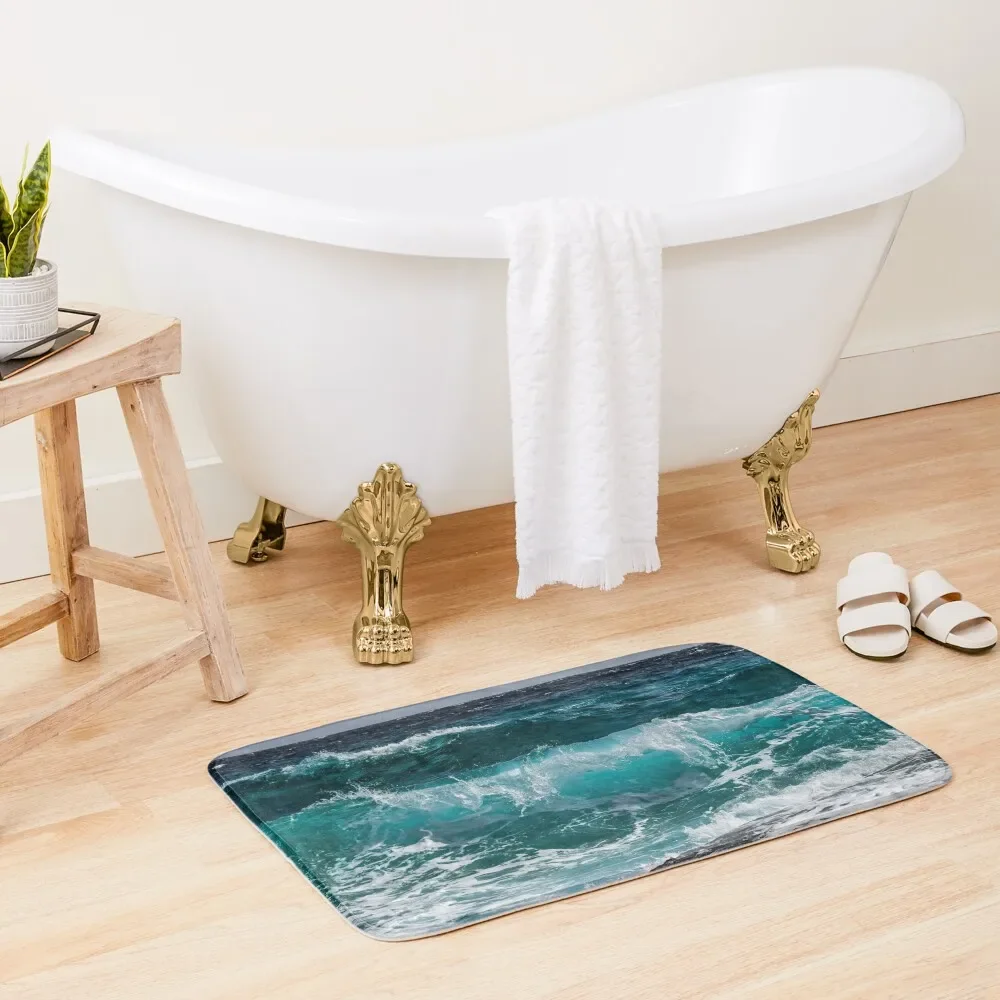 

Blue Ocean Waves Bath Mat Household Items Bathroom Accessory Anti Slip Bath Stickers Bathroom Absorbent Quick Dry Mat