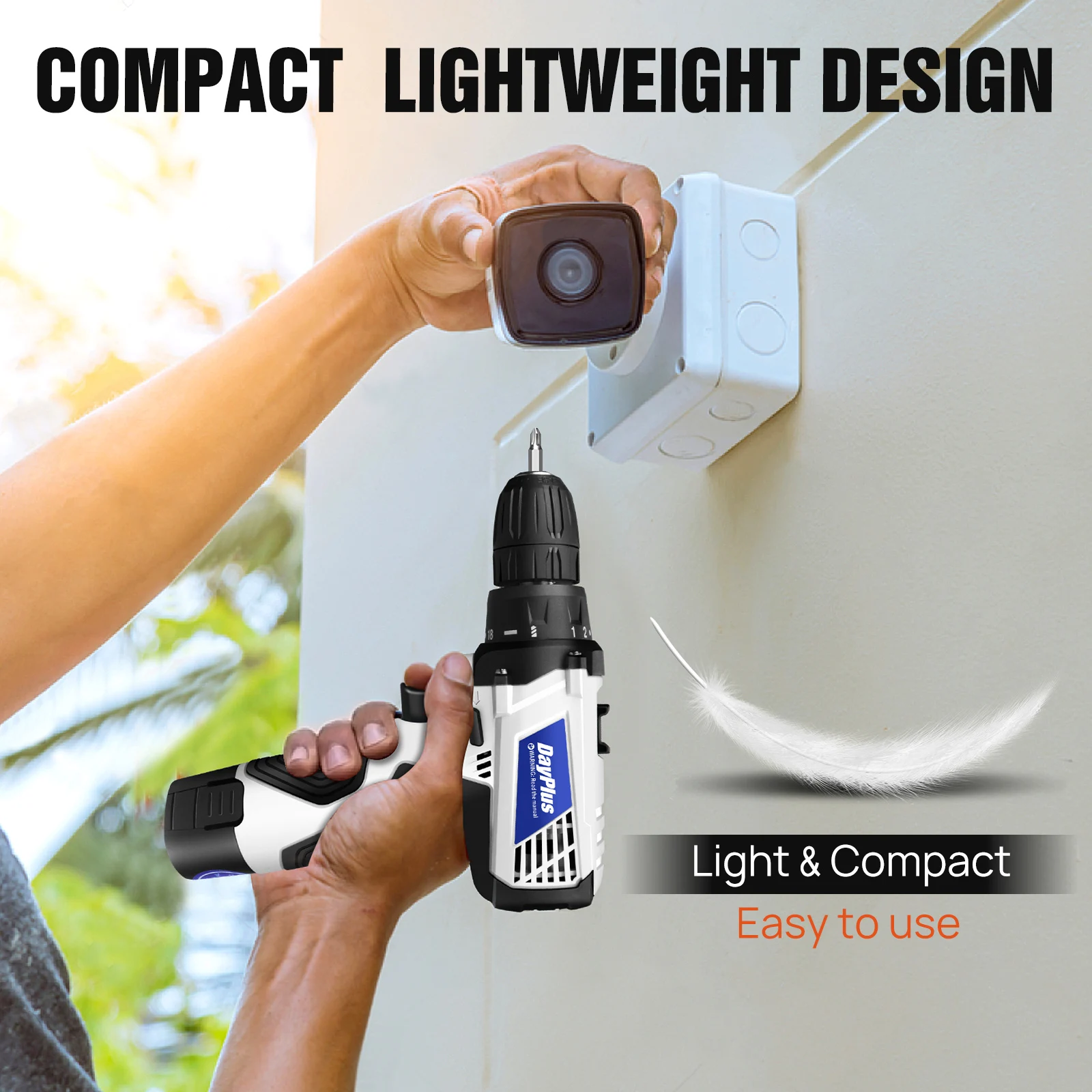 طقم مفك براغي كهربائي بقاطع مثقاب لاسلكي 12 فولت، سرعتان متغير 18 + 1 إعداد عزم الدوران، 23 لقمة مثقاب/مفك براغي