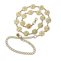 High Quality 80s Gold Coin Alexander The Great Chain Belt Women Waist Belly Chain Fashion Accessory