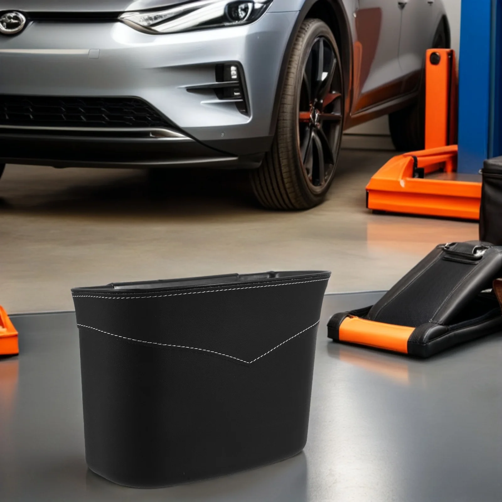 

Car Trash Can Compact Abs Pu Hanging Door Mount Vehicle Waste Bin Multifunctional Umbrella Holder Auto Garbage Container For Suv