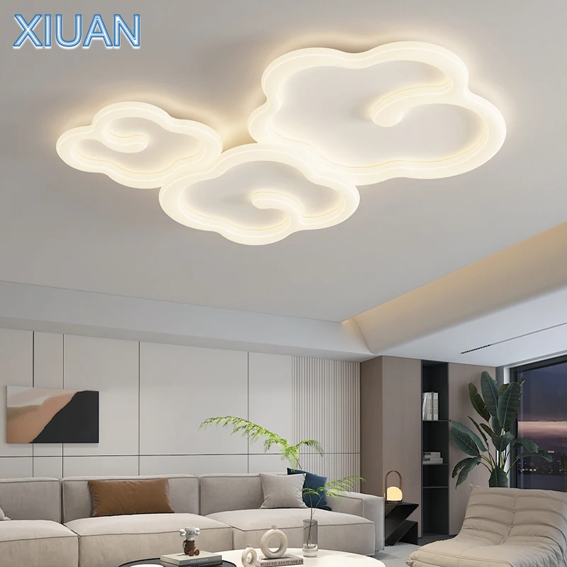 2024 New White Auspicious Cloud Ceiling Lamps Modern Simple Bedroom Living Room LED Ceiling Light PE Sconces Full Spectrum