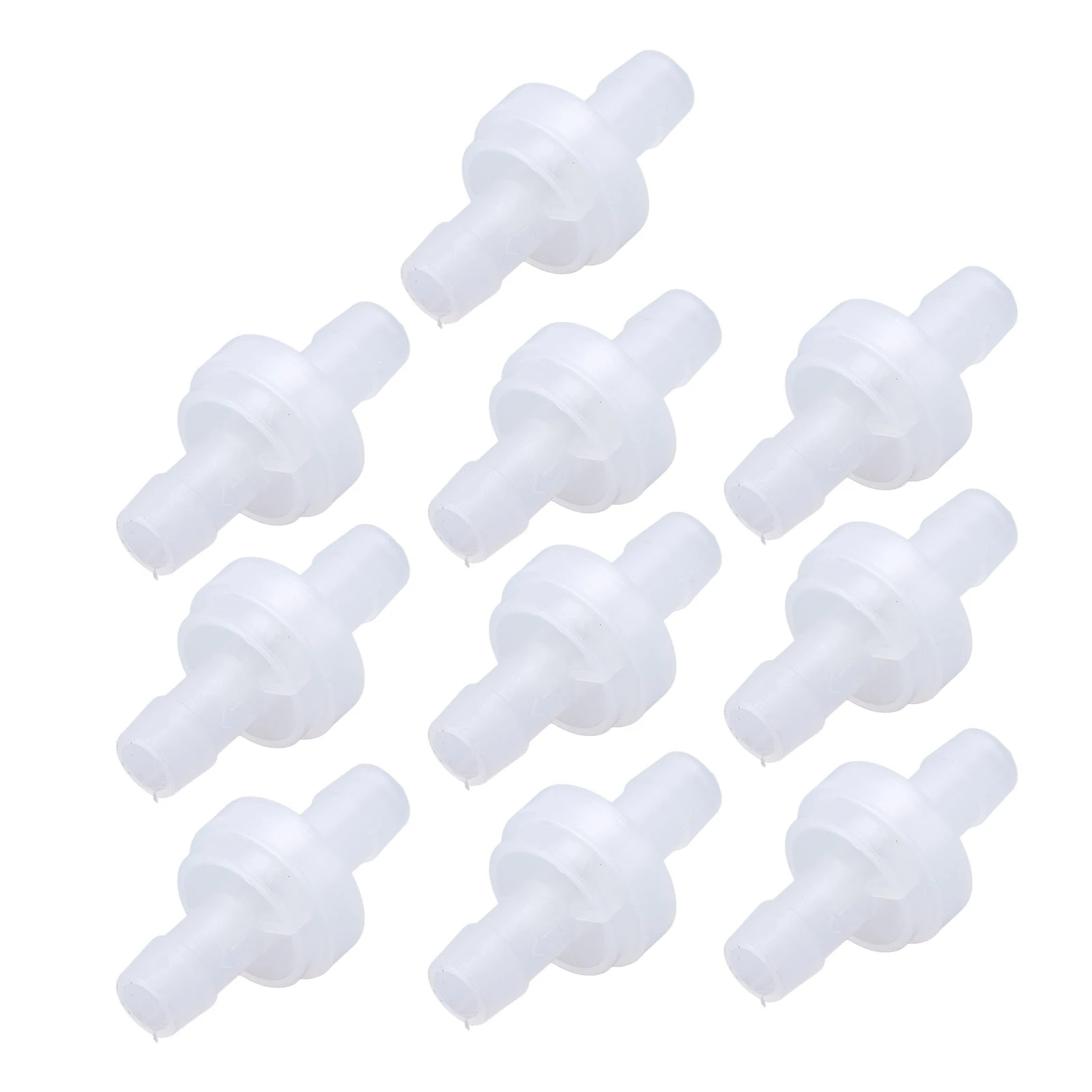 10PCS Barb Check Valve PP Plastic Ozone Resistant Diaphragm Single Way Water Stop Valve 7.9mm Translucent
