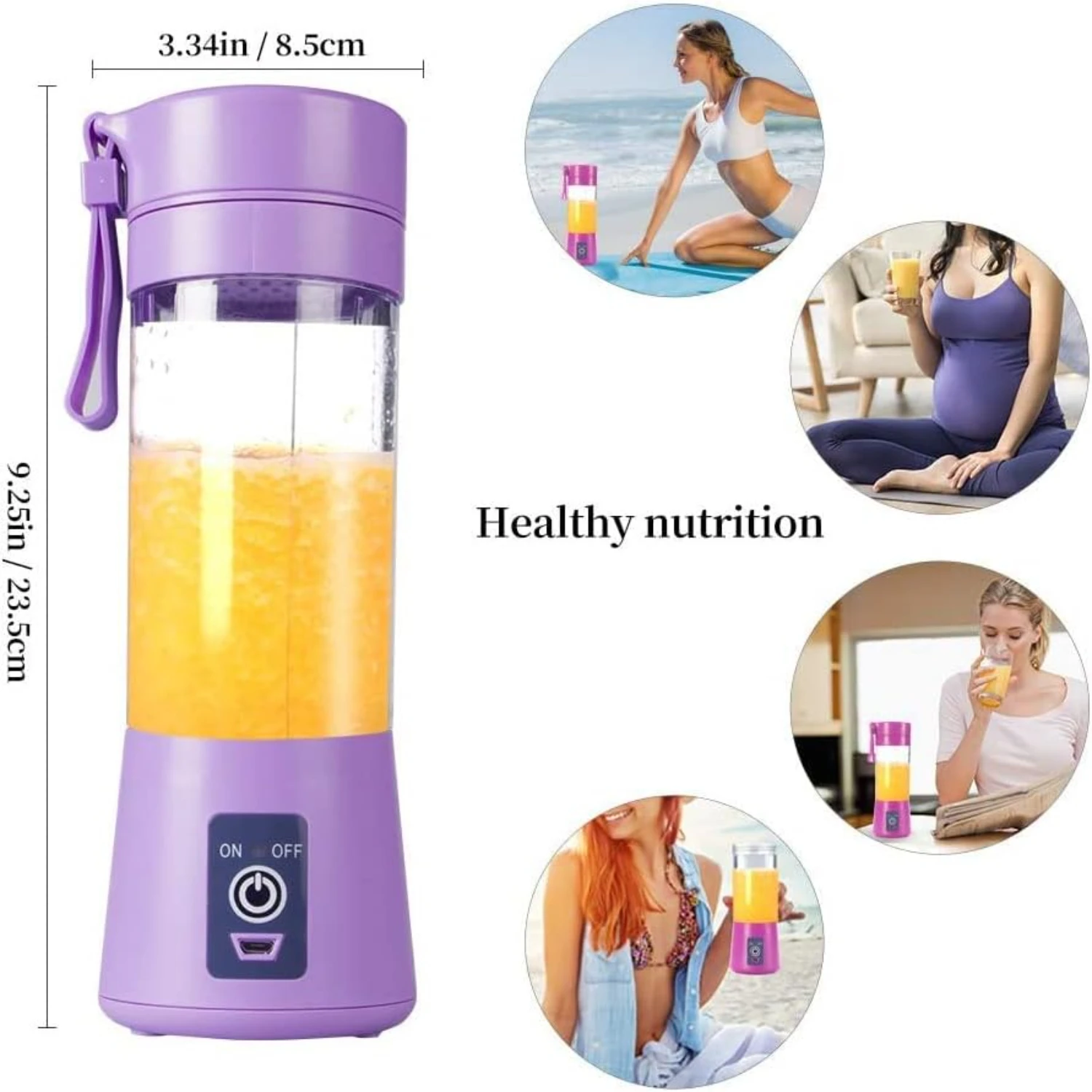 Compact Portable Mini Juicer Cup USB Rechargeable Personal Blender for Smoothies and Shakes