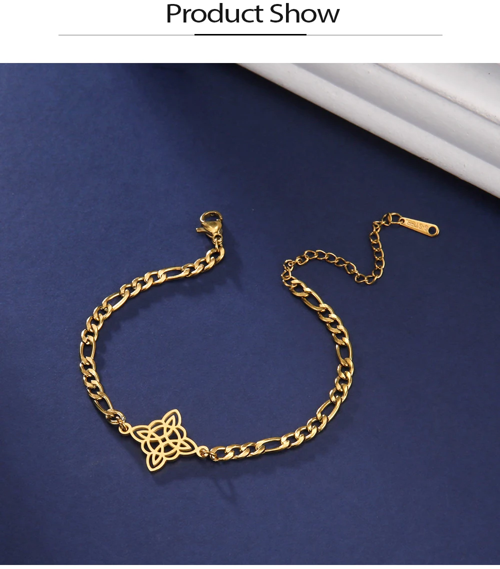 COOLTIME Edelstahl-Armband mit Hexenknoten-Anhänger, Figaro-Kettenarmband für Frauen, Wicca-Amulett-Schmuck, Geschenk zum Frauentag – Detail 6