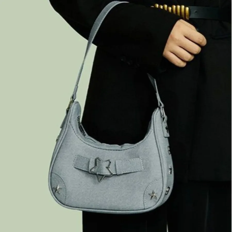

New cute versatile girl shoulder bag fashion casual handsome texture spicy girl underarm bag denim canvas shoulder bags