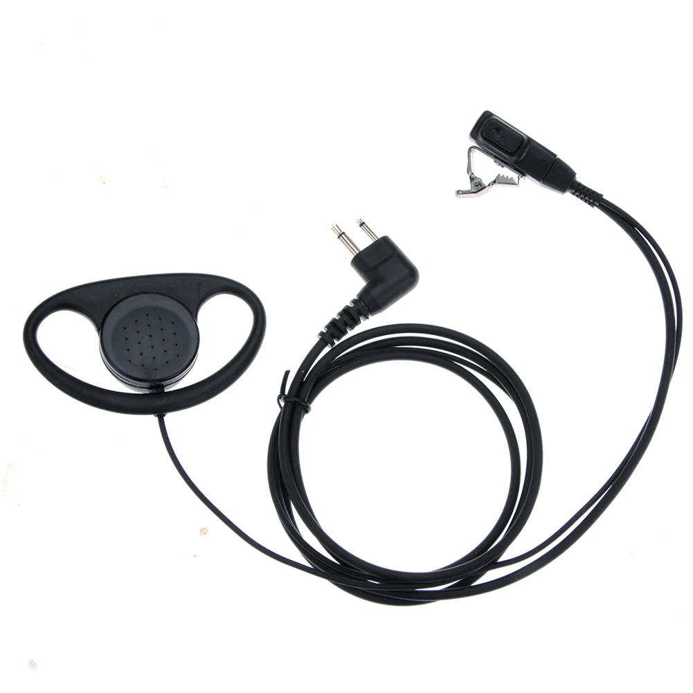 Headset Earpiece 2-pin dengan Mikrofon Bentuk D Earphone Walkie Talkie Aksesori Headset untuk Radio Motorola GP88 CT150 P040