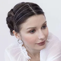 Stonefans Metal Headband Wedding Women Jewelry Fashion Bride Designer Indian Head Cap Hat Hair Accessories for Party Prom Show