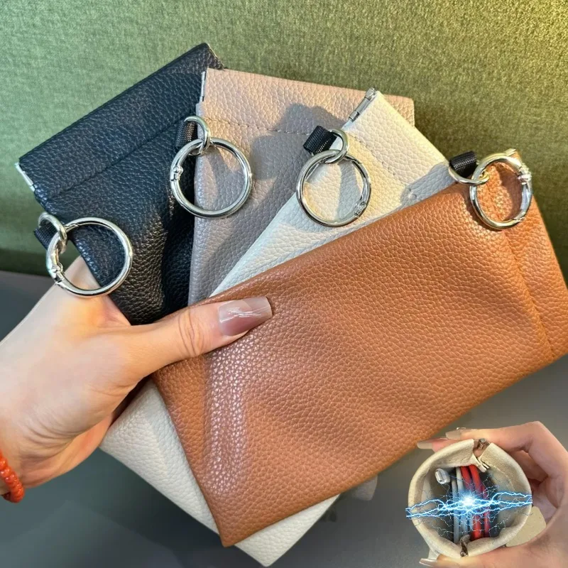 1/2Pcs PU Leather Glasses Bag with A Hanger Attached Scratch-Resistant Handbag Built-in Lens Cloth Anti-Loss Storage Case Pouch