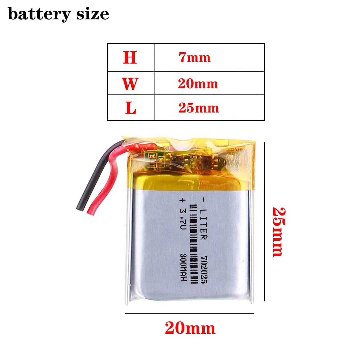 3.7V polymer lithium battery 702025 MP3 Bluetooth headset wireless headset wireless mouse 300mAH