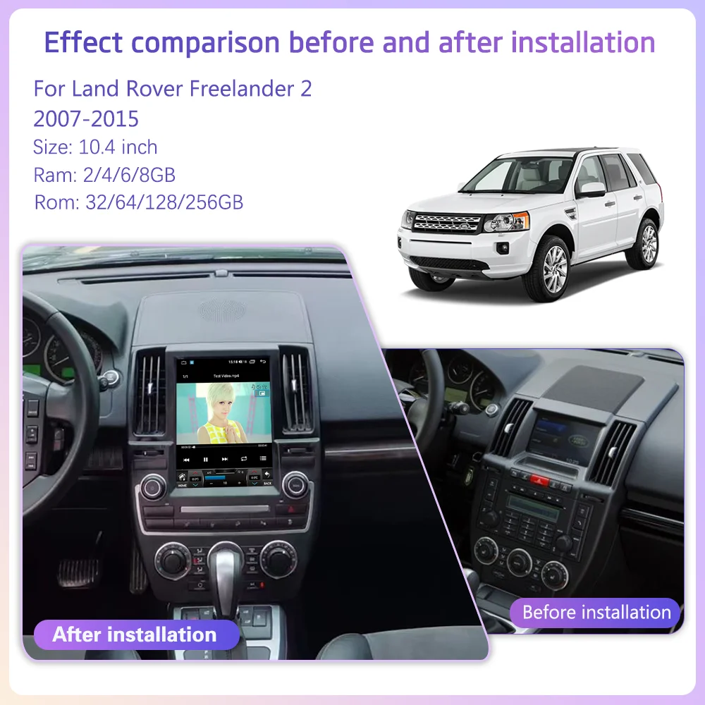 10.4inch For Land Rover Freelander 2 2007-2015 car radio multimedia player GPS navigation Android Auto 8+256G Carplay stereo 4G